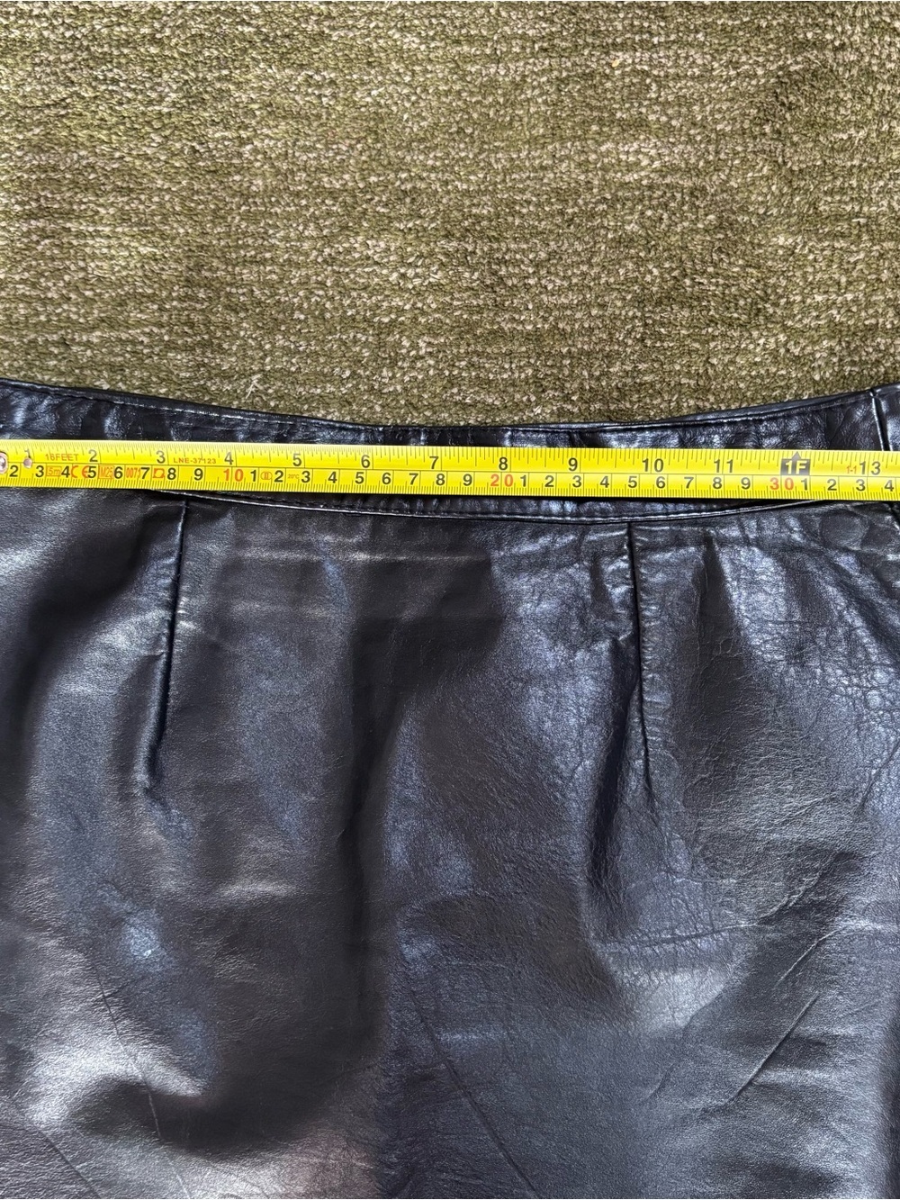 Vintage Asymmetrical Genuine Leather Mini Skirt - Black - Picture 5 of 6